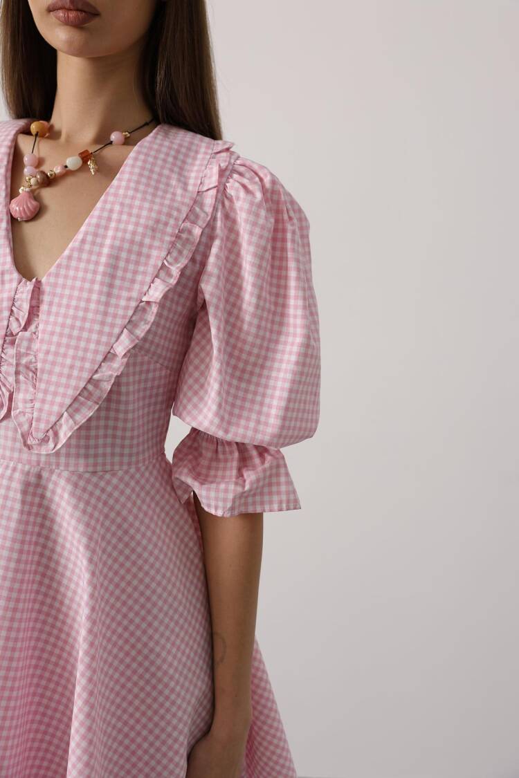 Fit And Flare Mini Dress With Puff 3/4 Sleeves