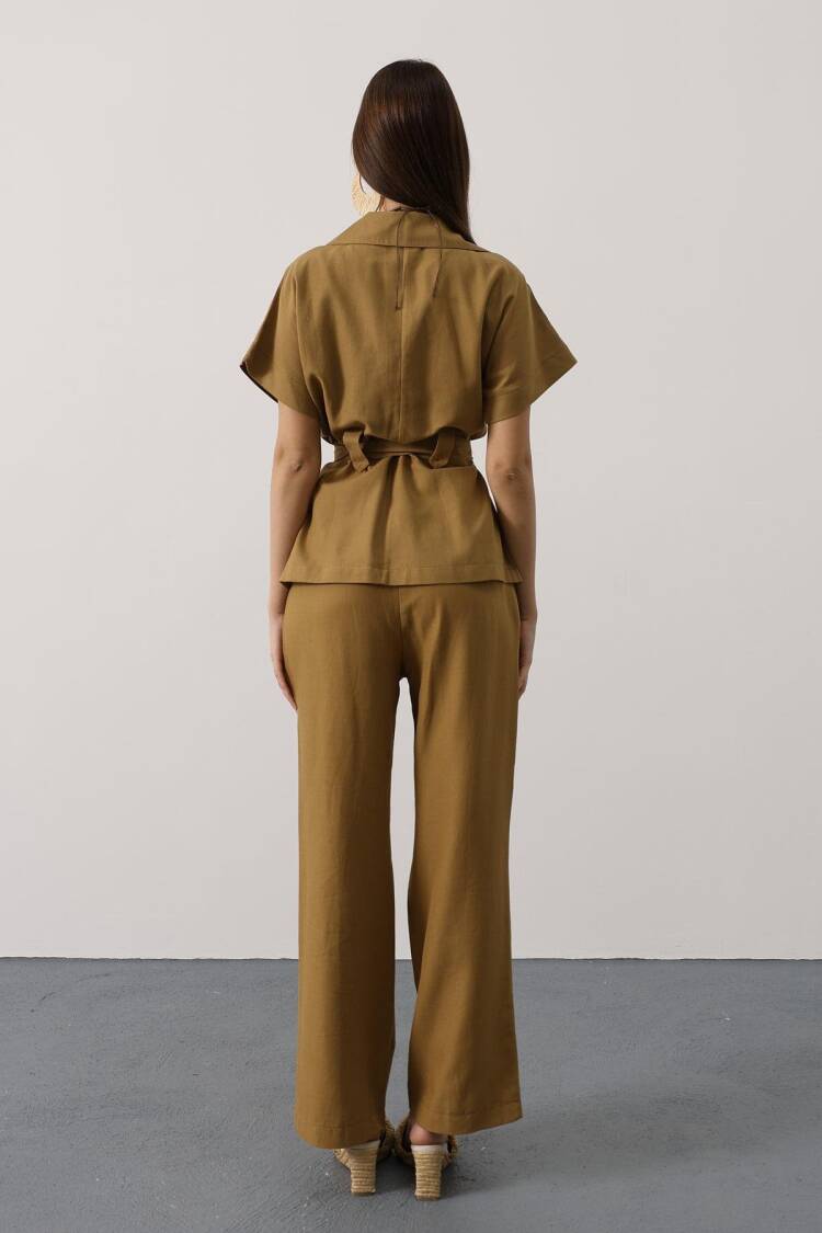 Khaki Casual Elegant Set