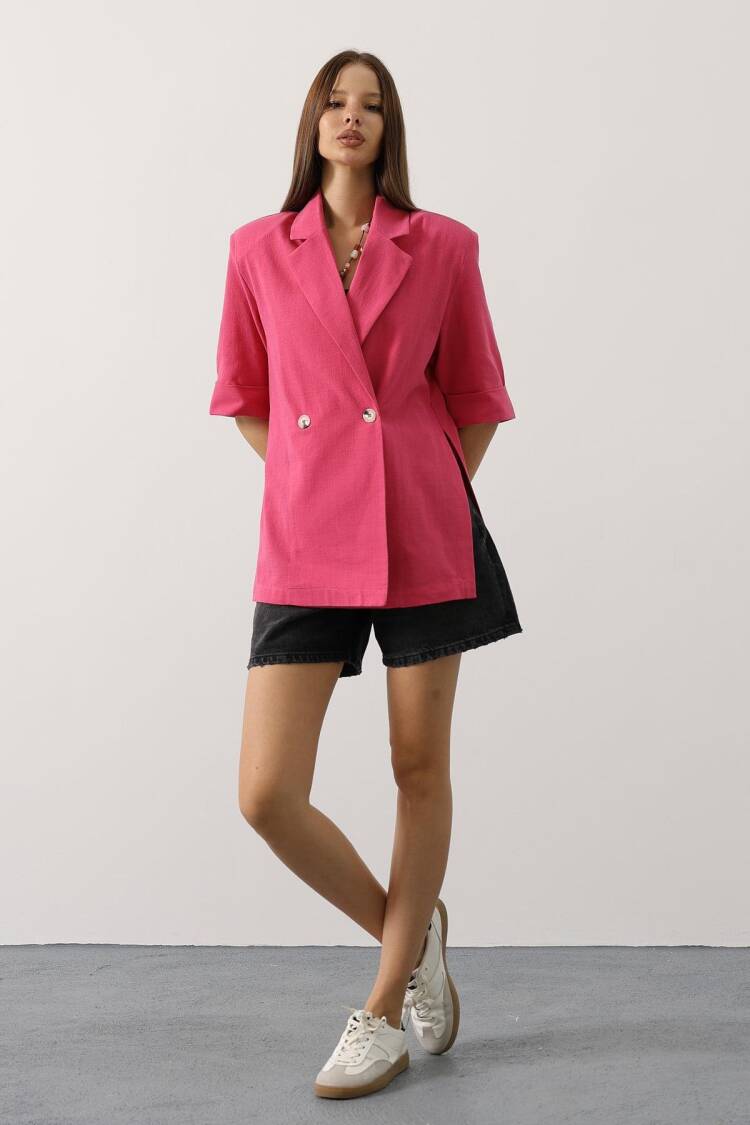 Pink Double-Breasted Blazer Jacket - Brand: Reyon - Women's Clothing Wholesale - Globality Store