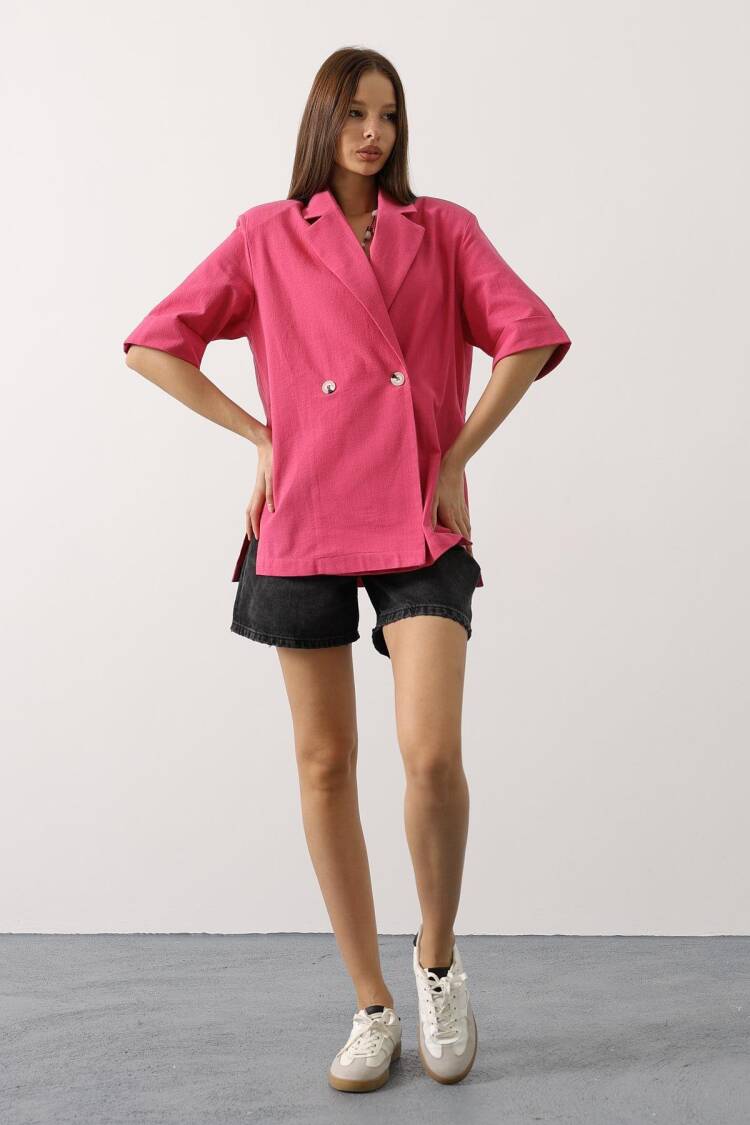 Pink Double-Breasted Blazer Jacket