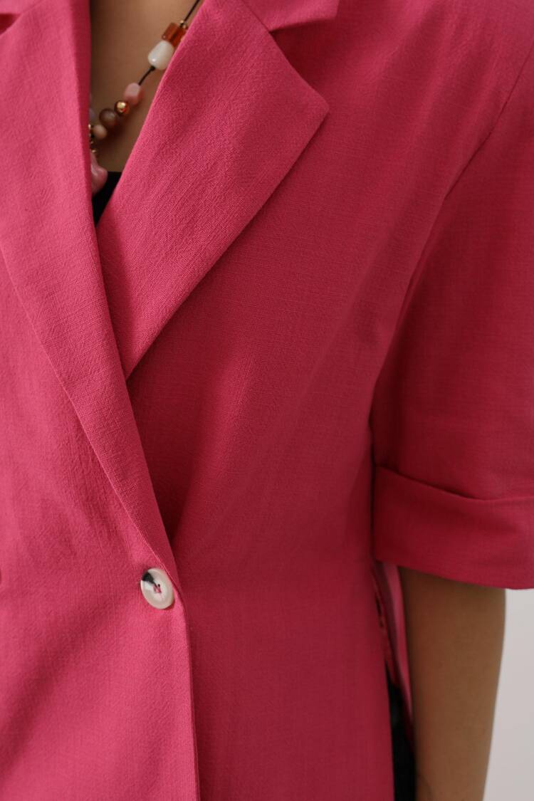 Pink Double-Breasted Blazer Jacket