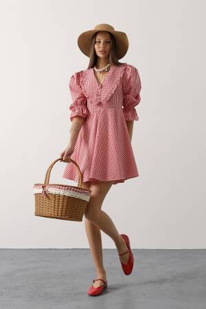 Fit And Flare Mini Dress With 3/4 Puff Sleeves - Brand: Reyon - Women's Clothing Wholesale - Globality Store