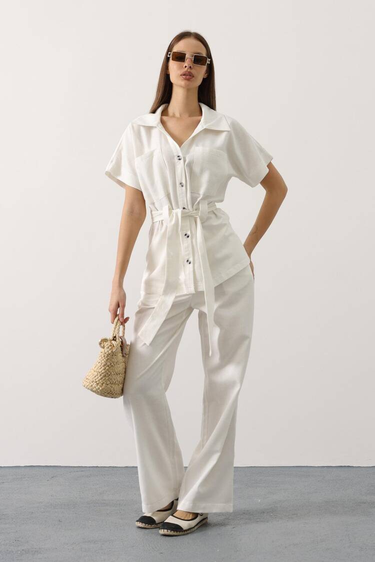 Elegant Buttoned Palazzo Set