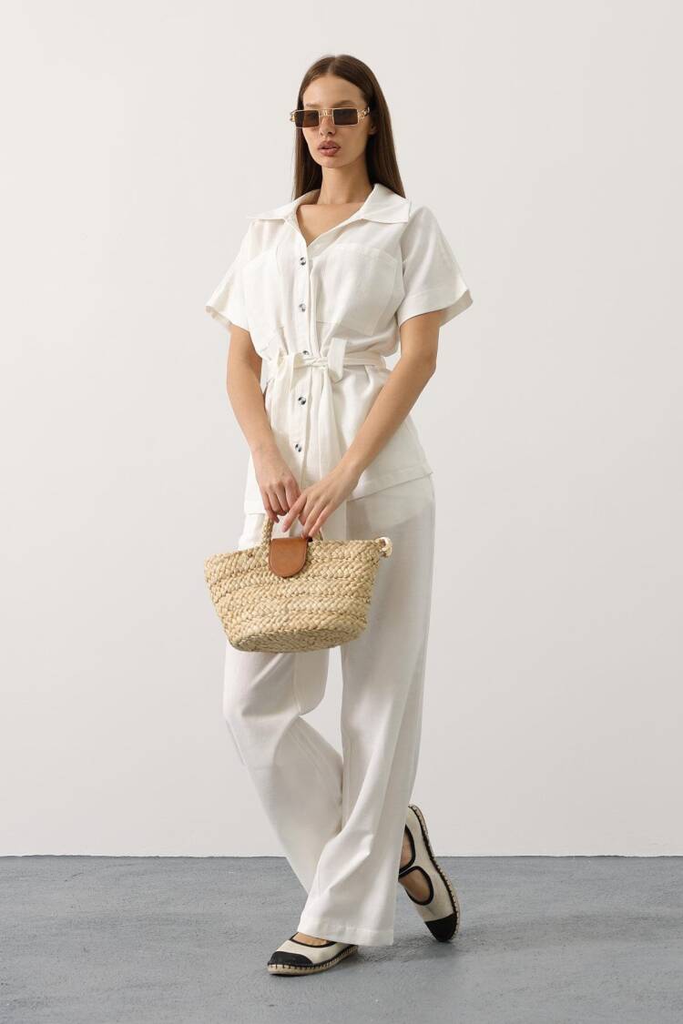 Elegant Buttoned Palazzo Set