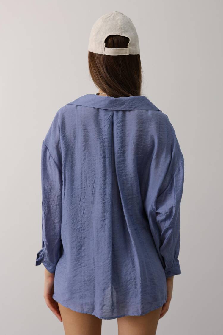 Blue Casual Streetwear Oversized Shirt