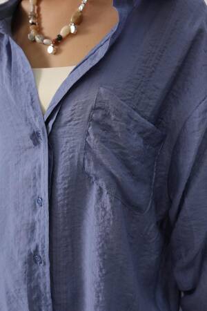 Blue Casual Streetwear Oversized Shirt - Brand: Reyon - Women's Clothing Wholesale - Globality Store