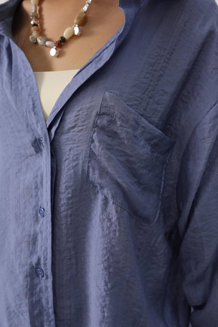 Blue Casual Streetwear Oversized Shirt