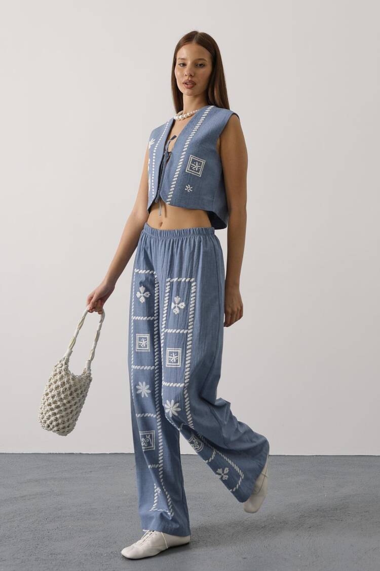 Blue Ethnic Casual Boho Set