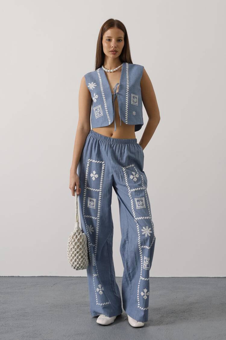 Blue Ethnic Casual Boho Set