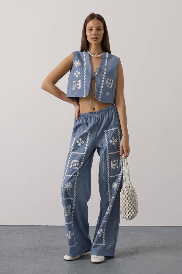 Blue Ethnic Casual Boho Set