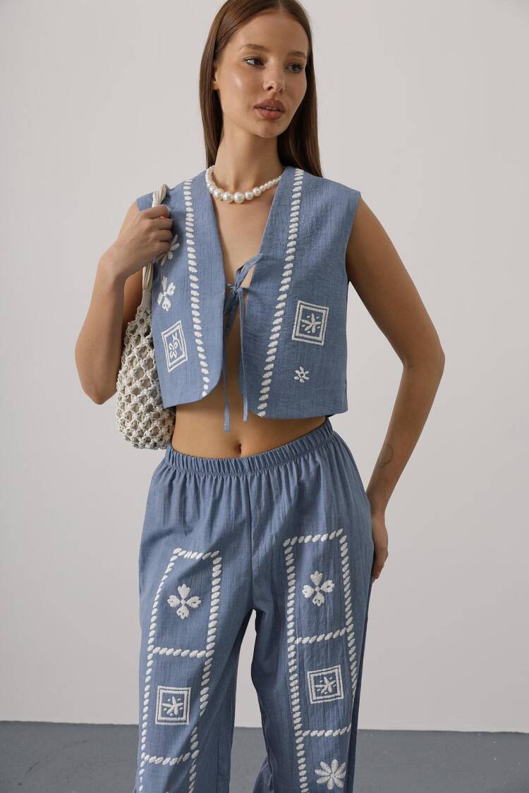Blue Ethnic Casual Boho Set