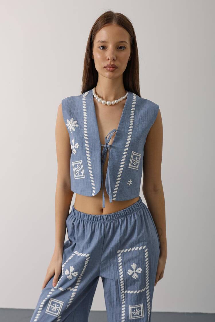 Blue Ethnic Casual Boho Set