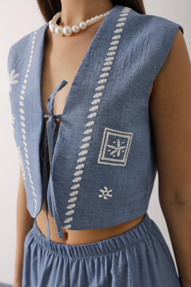 Blue Ethnic Casual Boho Set