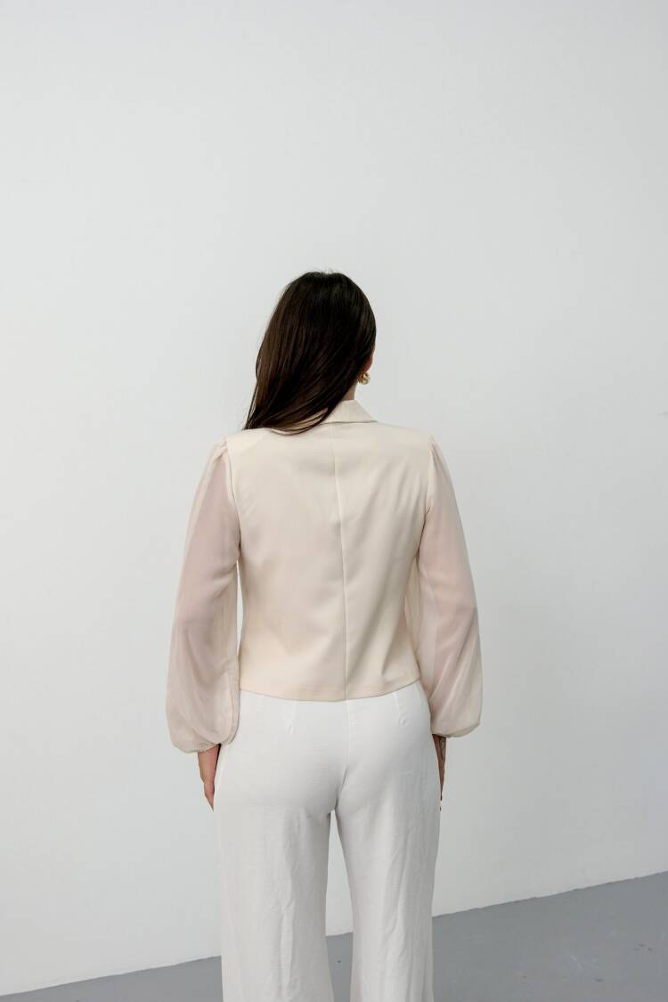 Beige Elegant Formal Slim Fit Jacket