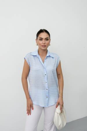 Striped Sleeveless Polo Neck Shirt - Brand: STEPS - Women's Clothing Wholesale - Globality Store