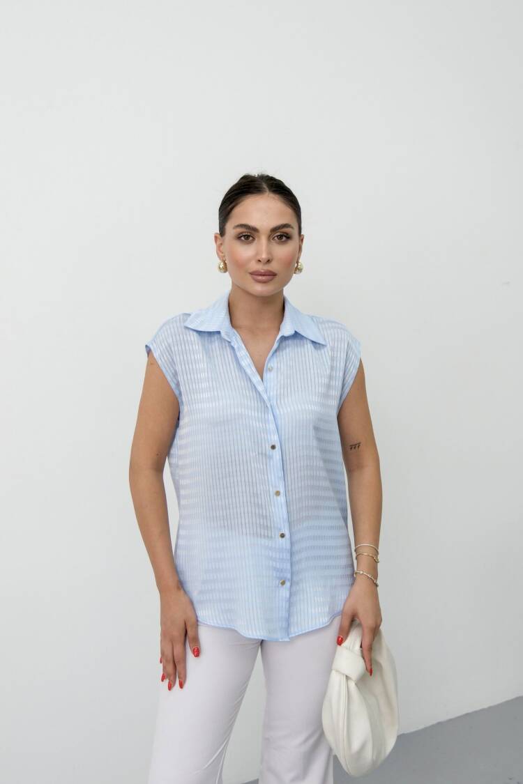 Striped Sleeveless Polo Neck Shirt - Brand: STEPS - Women's Clothing Wholesale - Globality Store