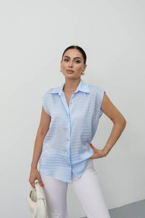 Striped Sleeveless Polo Neck Shirt - Brand: STEPS - Women's Clothing Wholesale - Globality Store