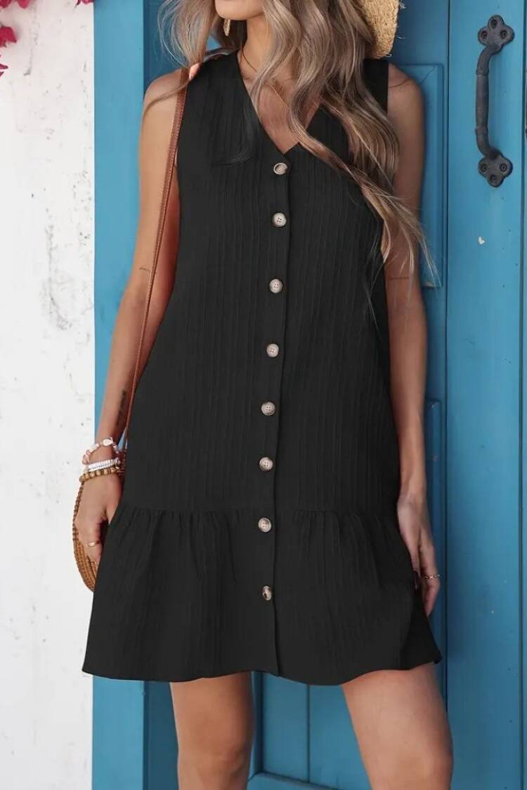 Black Casual Cute Mini Shirt Dress