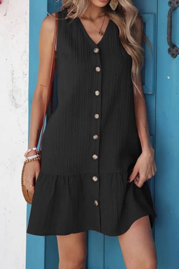 Black Casual Cute Mini Shirt Dress