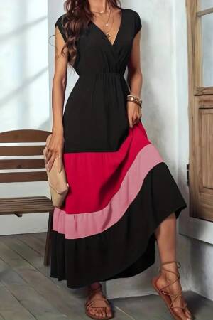 Black Fit And Flare Dress With Cap Sleeves - Brand: Janes - Women's Clothing Wholesale - Globality Store