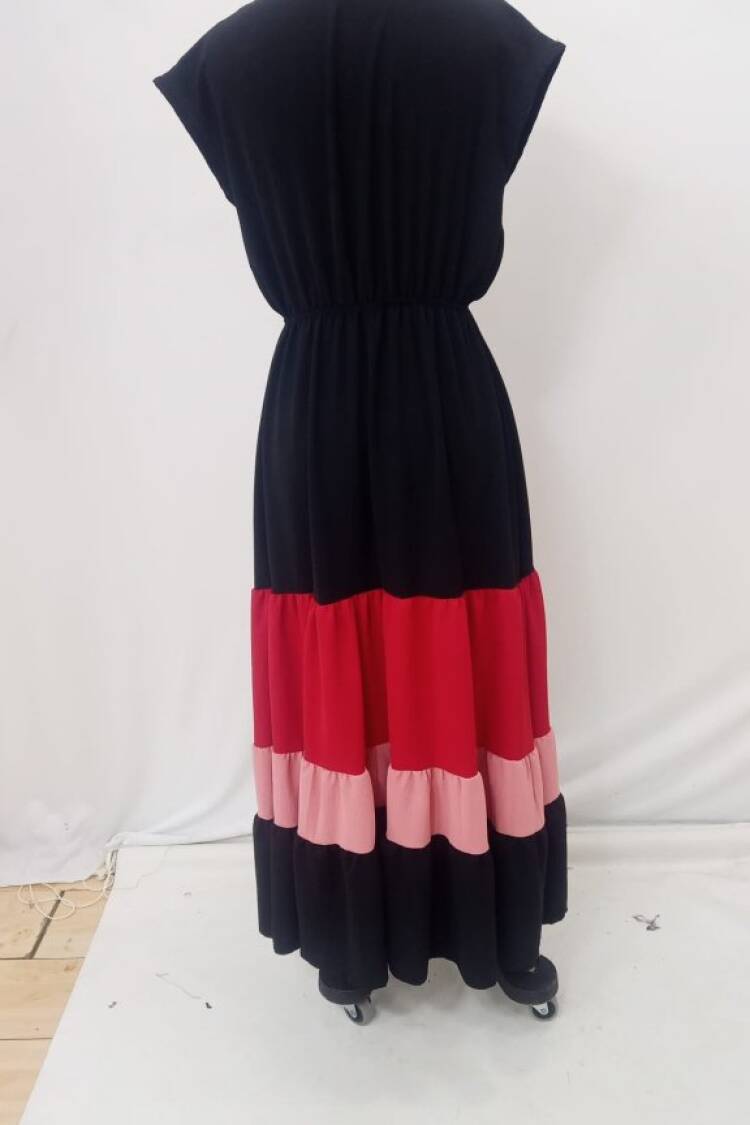 Black Fit And Flare Dress With Cap Sleeves