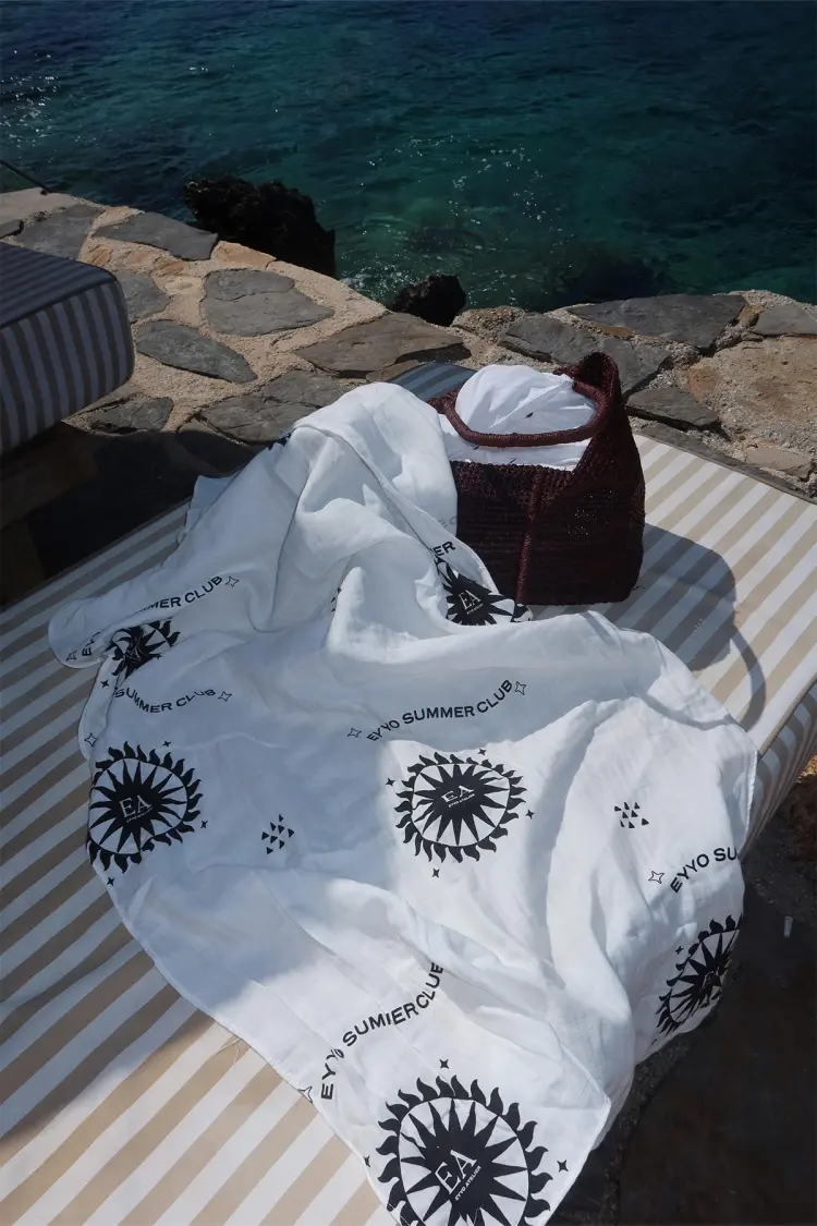 White Casual Boho Elegant Pareo With Letter Print - Brand: EYYO ATELIER - Women's Clothing Wholesale - Globality Store
