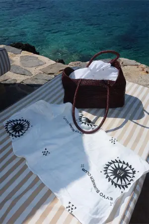 White Casual Boho Elegant Pareo With Letter Print - Brand: EYYO ATELIER - Women's Clothing Wholesale - Globality Store