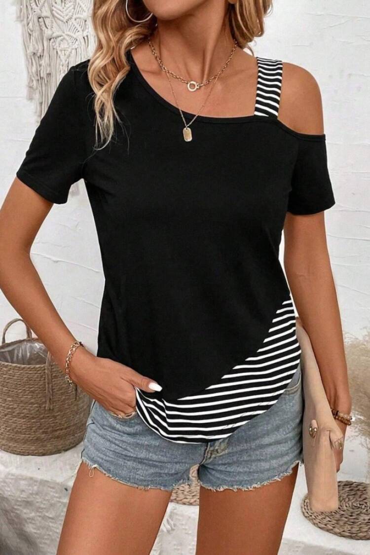 Black Casual Sexy Streetwear Blouse