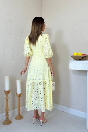 Fit And Flare Dress With Ballon 3/4 Sleeves - Brand: Elisa - Women's Clothing Wholesale - Globality Store