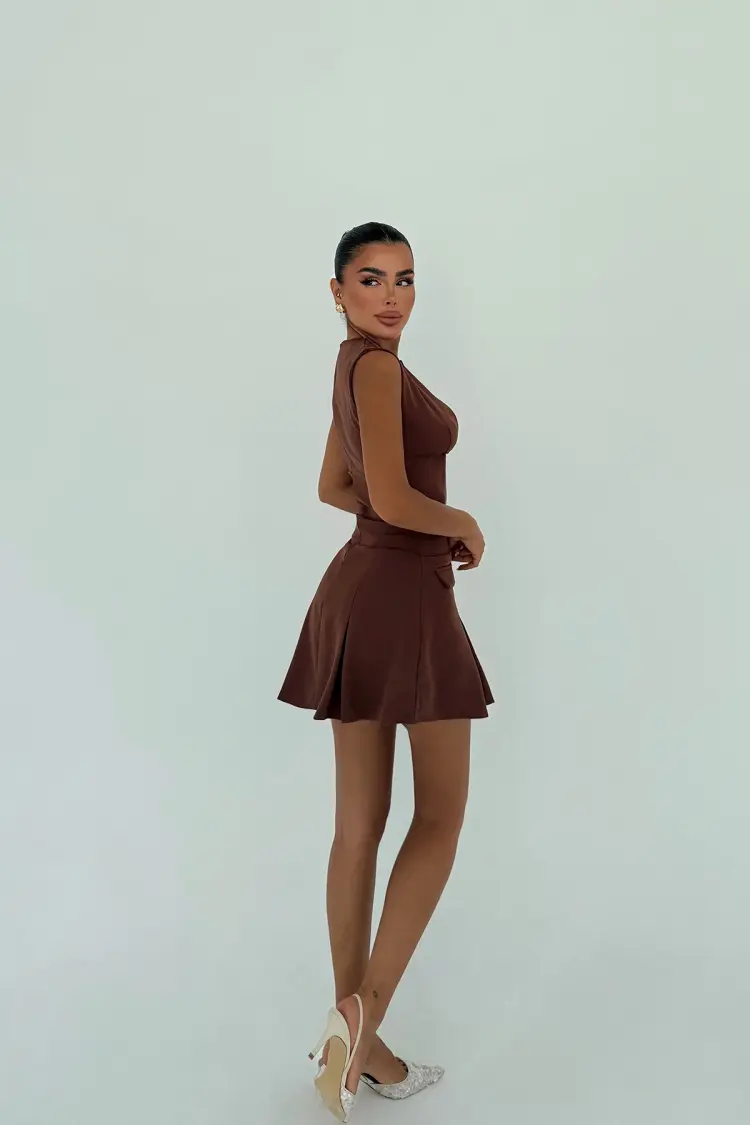 Fit And Flare Mini Dress With Cap Sleeves