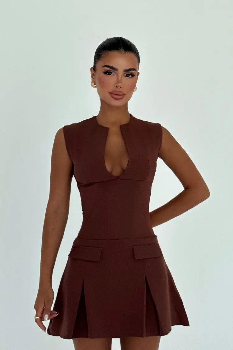 Fit And Flare Mini Dress With Cap Sleeves - Brand: EYYO ATELIER - Women's Clothing Wholesale - Globality Store