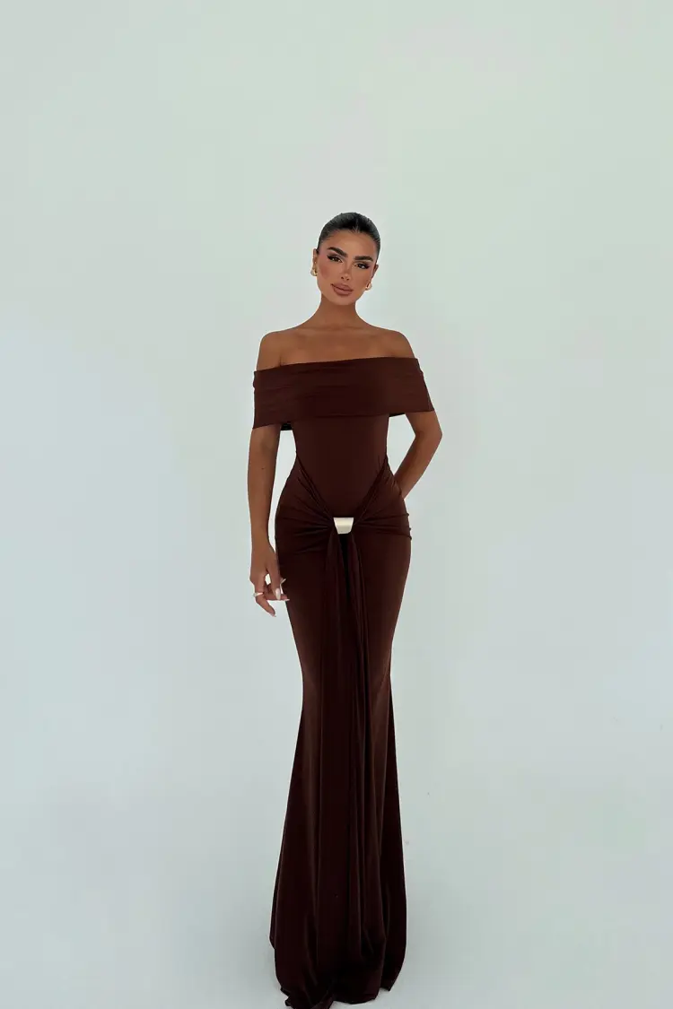 Sheath Dress With Off Shoulder Neckline - Brand: EYYO ATELIER - Women's Clothing Wholesale - Globality Store