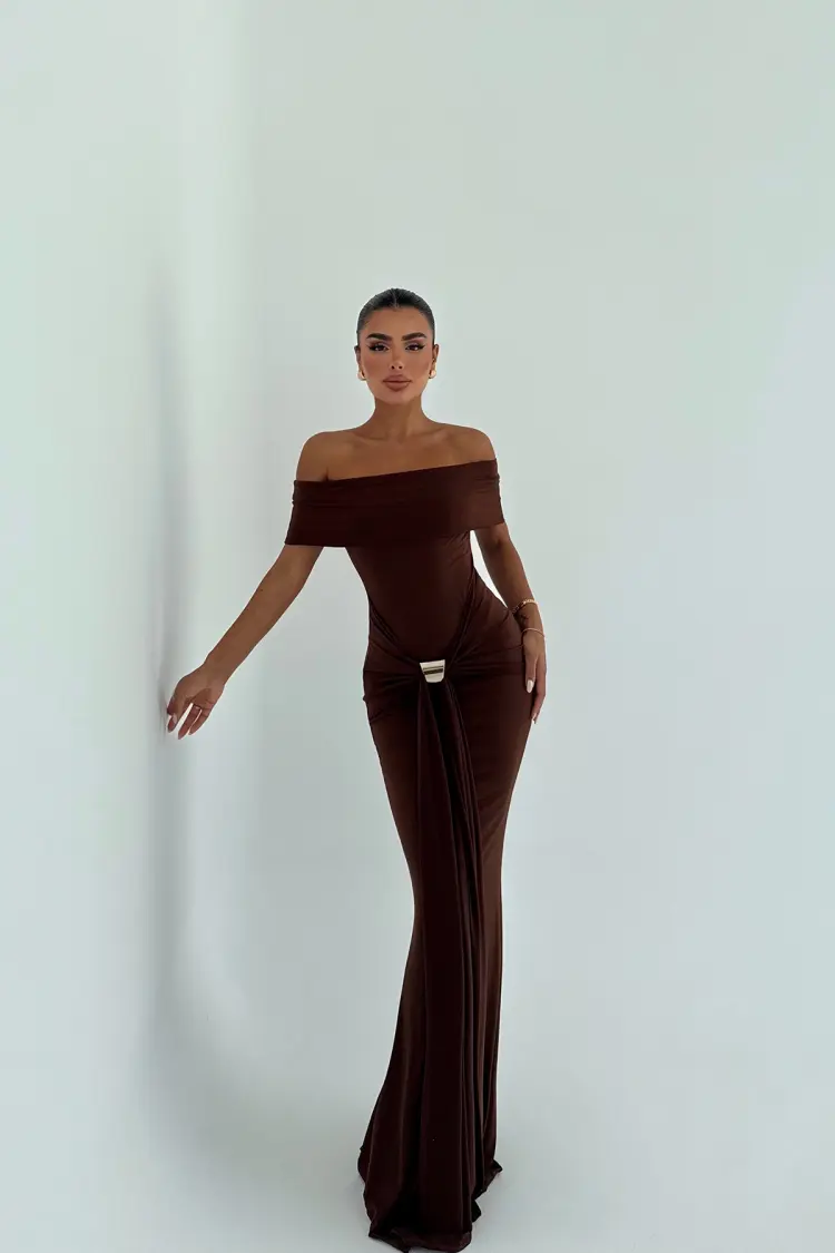 Sheath Dress With Off Shoulder Neckline