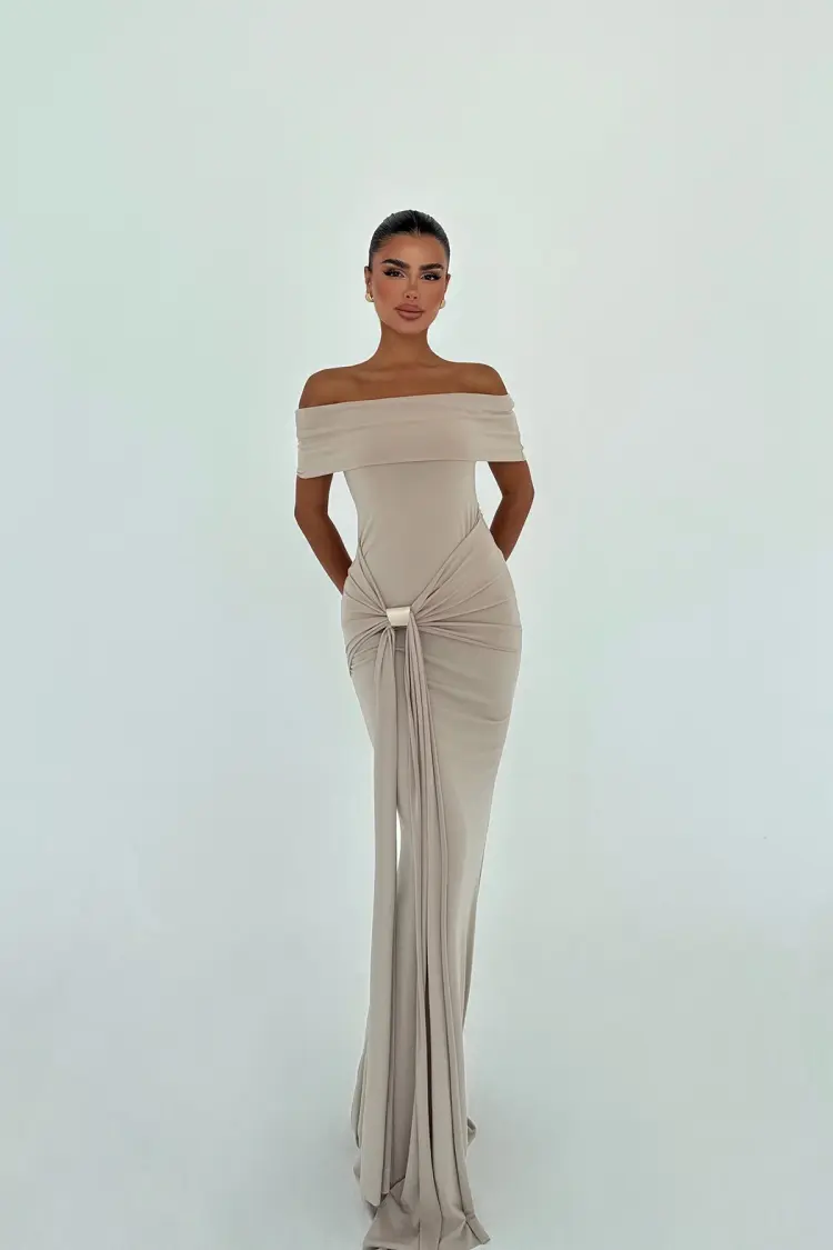 ElegantSheath Dress With Off Shoulder Neck - Brand: EYYO ATELIER - Women's Clothing Wholesale - Globality Store