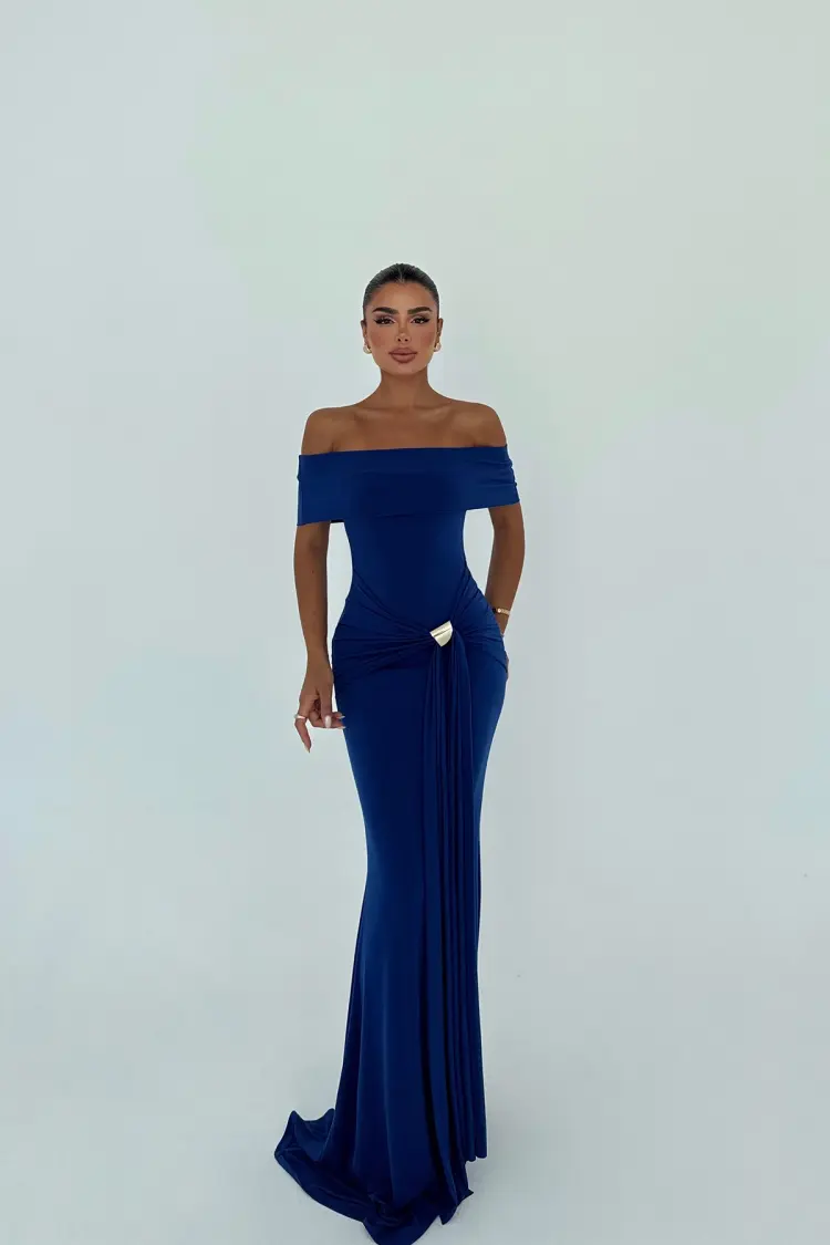 NavyAllayia Long Dress - Brand: EYYO ATELIER - Women's Clothing Wholesale - Globality Store