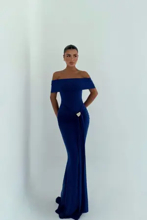 NavyAllayia Long Dress - Brand: EYYO ATELIER - Women's Clothing Wholesale - Globality Store