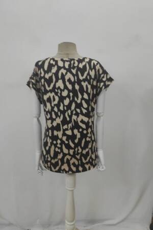 Black Animal Print V-Neck Cap Sleeve Blouse - Brand: Janes - Women's Clothing Wholesale - Globality Store