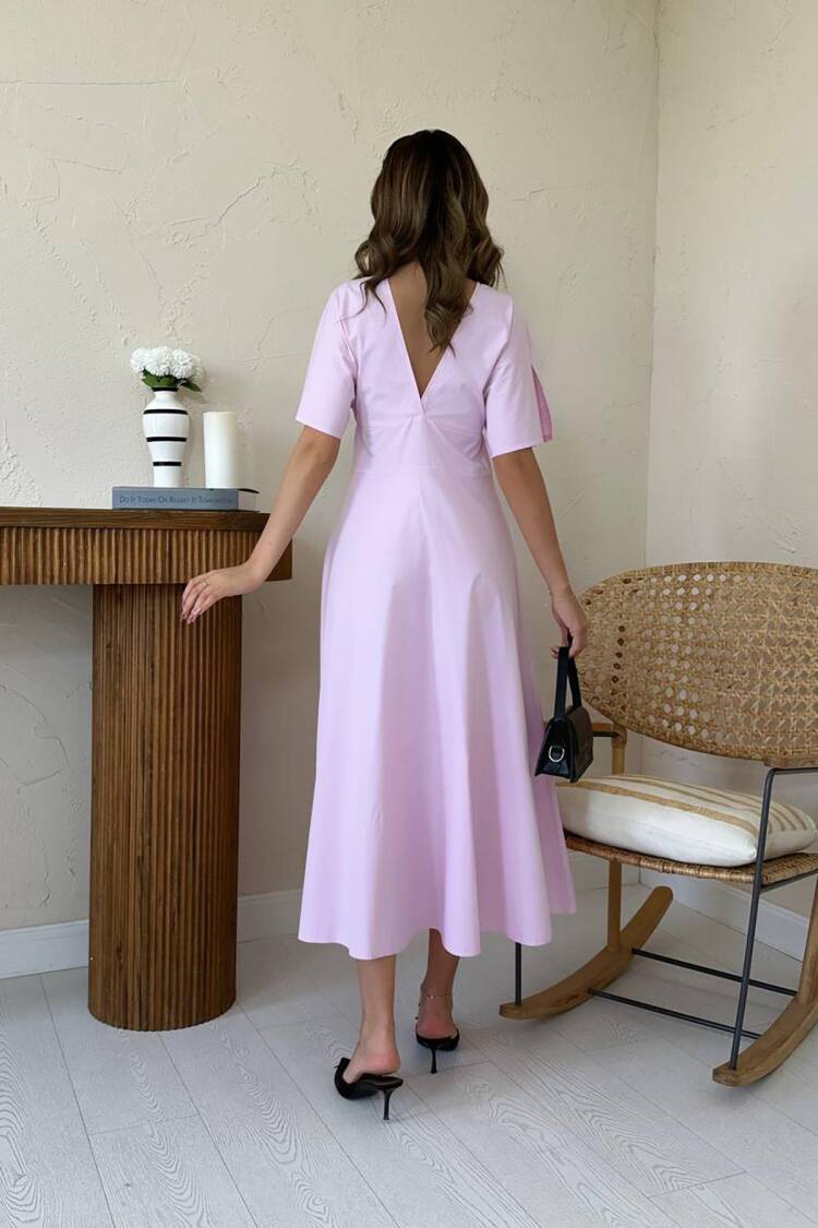 Fit And Flare V-Neck Midi Dress