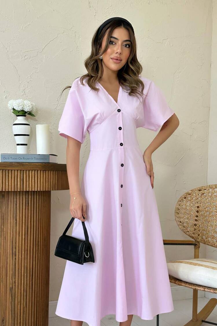 Fit And Flare V-Neck Midi Dress
