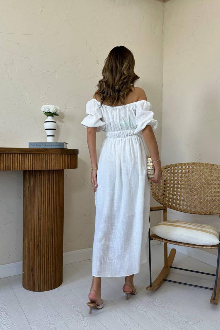 Fit And Flare Dress With Ruffle Sleeves