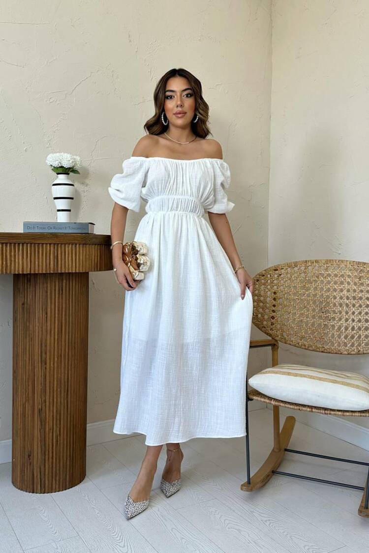 Fit And Flare Dress With Ruffle Sleeves