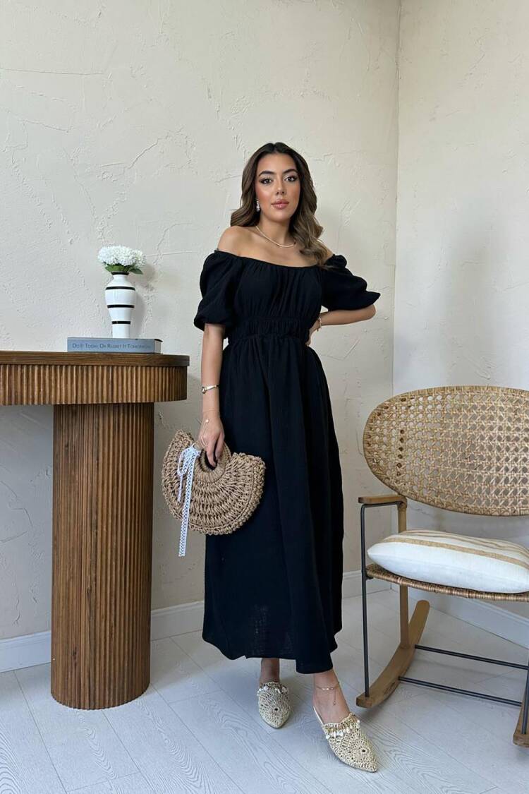 Fit And Flare Balloon Sleeve Dress