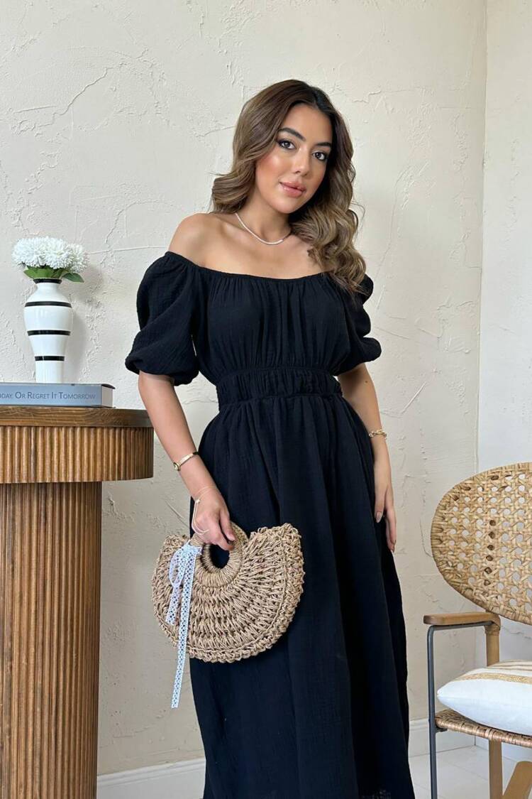 Fit And Flare Balloon Sleeve Dress