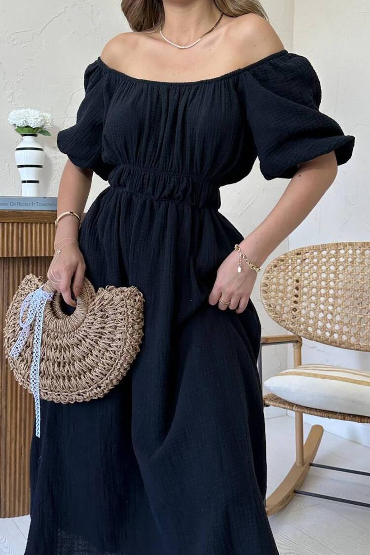 Fit And Flare Balloon Sleeve Dress
