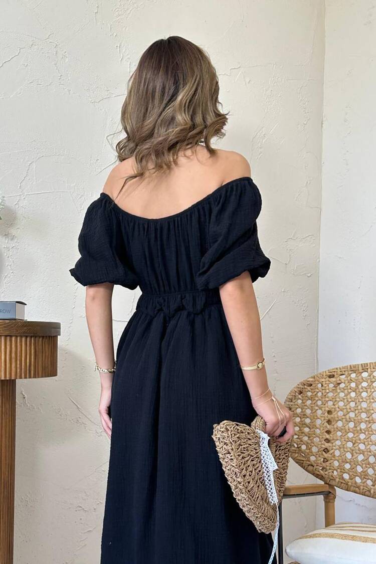 Fit And Flare Balloon Sleeve Dress