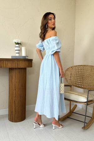Fit And Flare Maxi Dress With Puff Half Sleeves - Brand: Elisa - Women's Clothing Wholesale - Globality Store