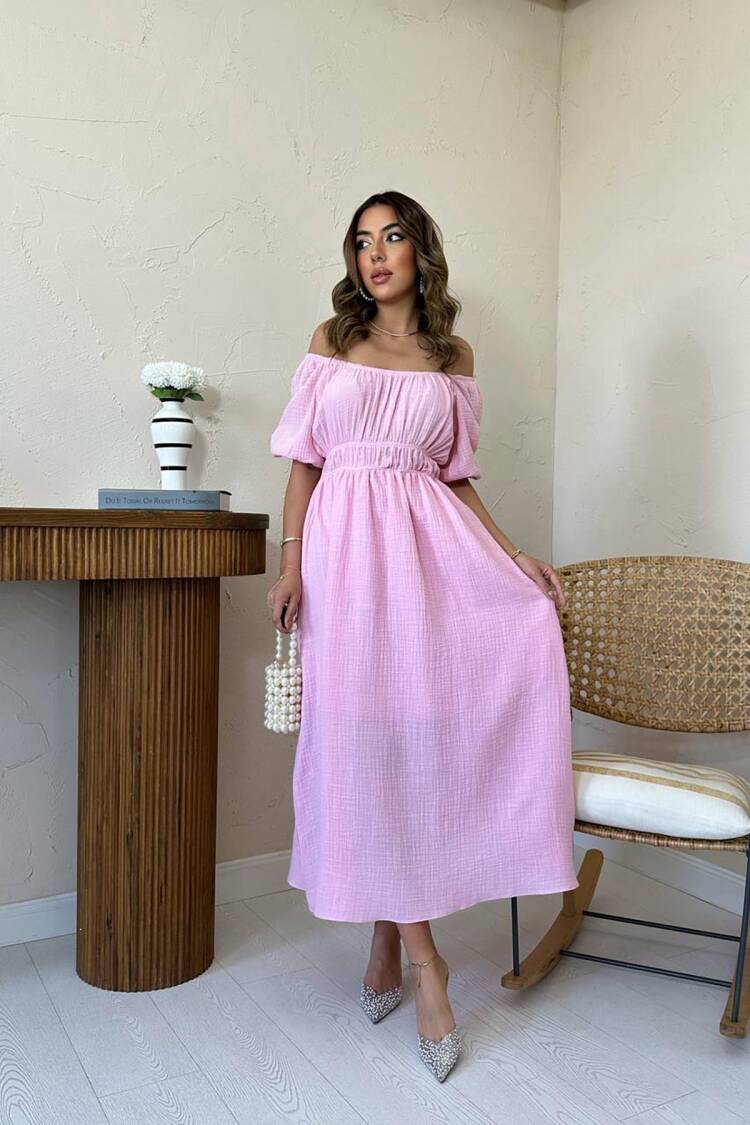 Elegant Off Shoulder A-Line Midi Dress
