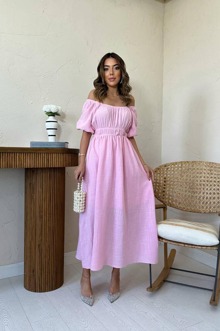Elegant Off Shoulder A-Line Midi Dress - Brand: Elisa - Women's Clothing Wholesale - Globality Store