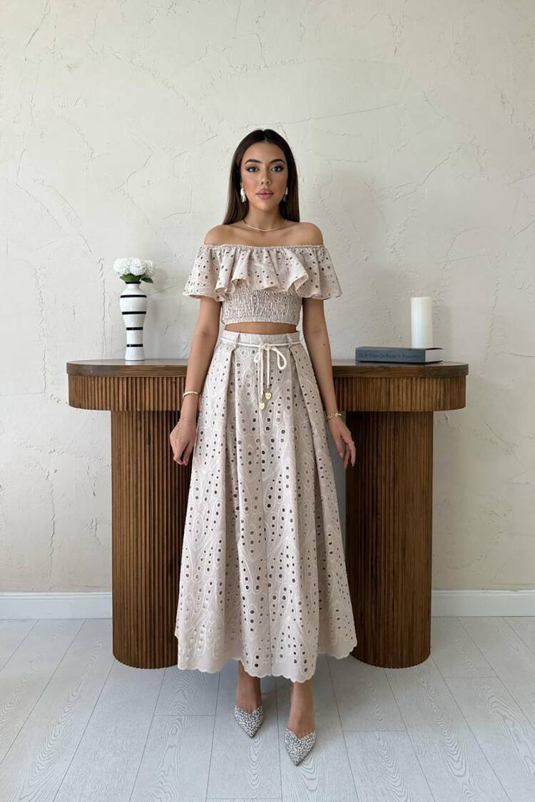 Beige Elegant Boho Set - Brand: Elisa - Women's Clothing Wholesale - Globality Store