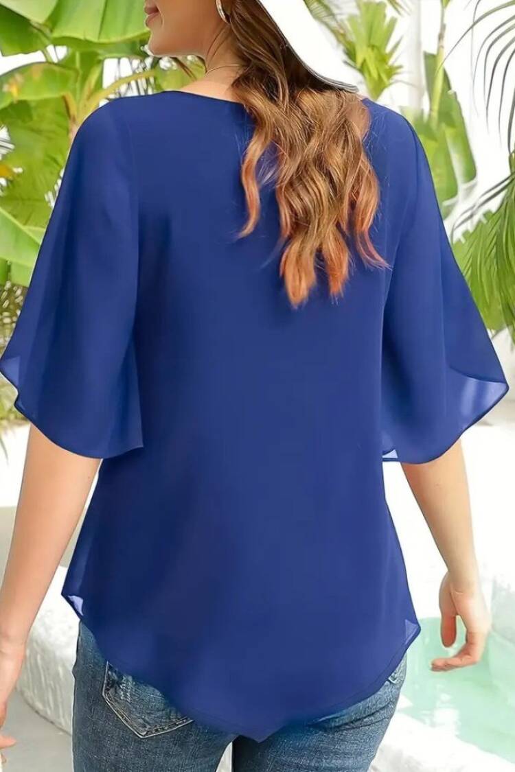 Blue Casual Elegant Formal Boho Blouse